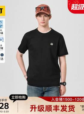 【凉感】CAT卡特26春季新品男士复古工装基础印花短袖T恤商场同款