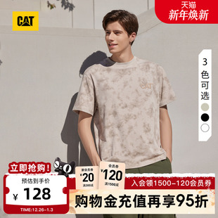复古情侣短袖 户外扎染宽松印花美式 T恤 男女同款 CAT卡特夏季