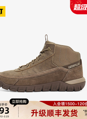CAT卡特25秋冬新品男士牛皮织物拼接舒适高帮通勤休闲鞋商场同款