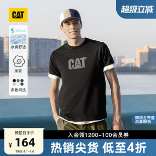 男士 凉感 CAT卡特夏季 内搭印花宽松字母T恤凉感透气打底衫 短袖