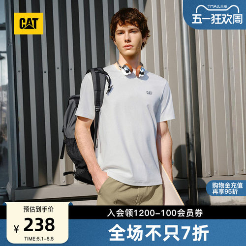 【凉感】CAT卡特26夏季新品男士复古工装吸湿速干索罗娜T恤短袖