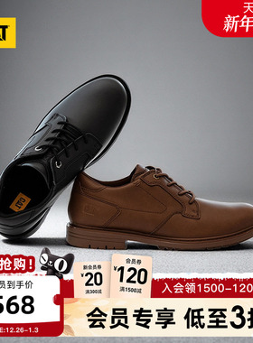 CAT卡特25秋冬新款男士商务通勤低帮百搭休闲单鞋油蜡皮质感皮鞋