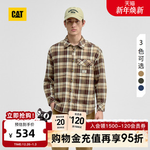 男士 商场同款 全棉宽松工装 格子衬衫 贴袋长袖 CAT卡特25秋冬新品