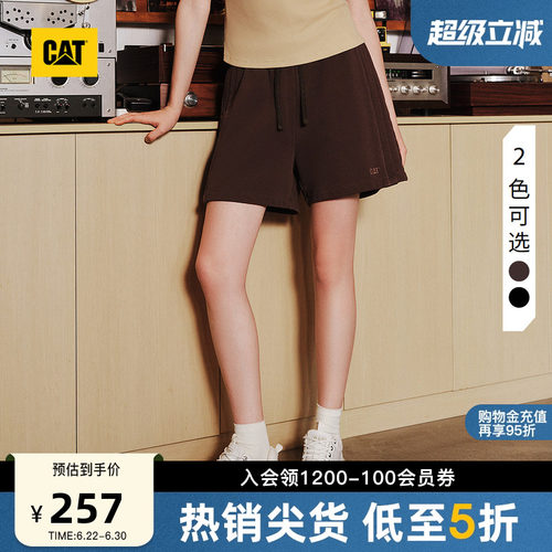 CAT卡特夏季女士美式水洗做旧宽松工装美拉德风休闲运动短裤