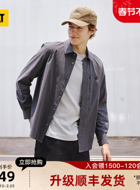 CAT卡特25秋冬新款男士宽松舒适暗贴袋设计印花工装风衬衫外套