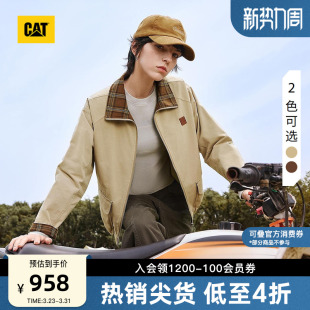CAT卡特春季 女士复古法兰绒格子内里哈灵顿夹克商场同款