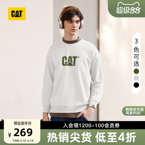 CAT卡特25春季男士基础大LOGO基础户外休闲美式廓形圆领卫衣