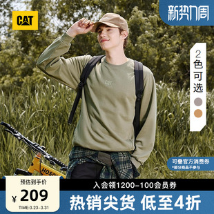 CAT卡特春季 休闲简约双侧口袋圆领百搭印花卫衣 男士