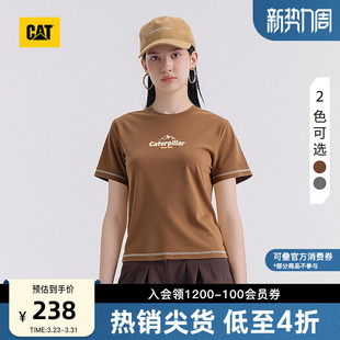 短袖 CAT卡特25夏季 短款 山系美拉德辣妹修身 T恤 女士户外美式