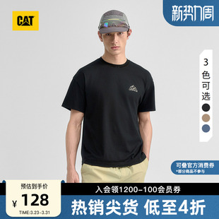 印标圆领简约短袖 基础百搭山系风格 T恤 男士 CAT卡特春季