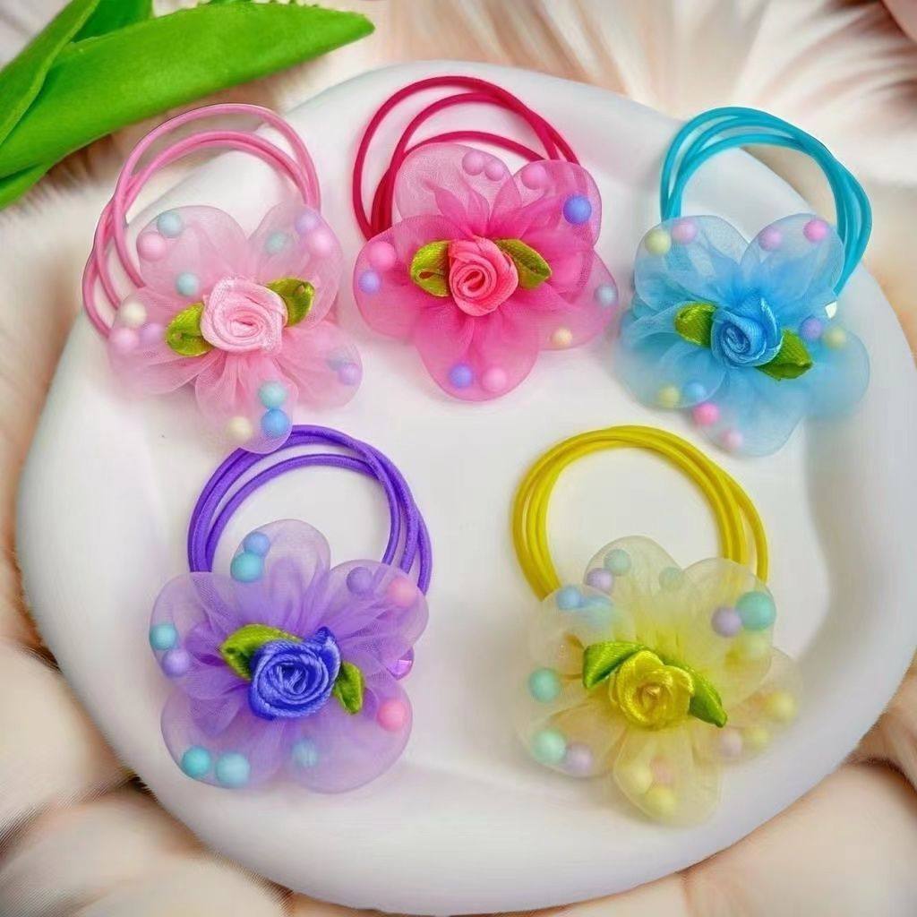儿童超仙粉色花朵头绳女童可爱毛球小肠发圈宝宝不伤发扎马尾发饰,童装/婴儿装/亲子装,发饰,淘宝优惠券,粉丝福利购,淘宝优惠卷