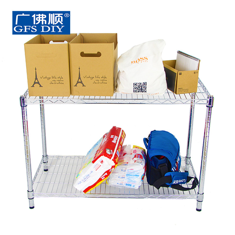 工厂金属大管置物架碳钢货架2层60高重型线网镀铬物料架储物架