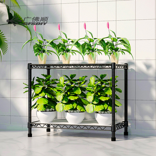 新款 不锈钢绿萝兰花专用可调 多肉花架落地2层盆栽置物架架子月季