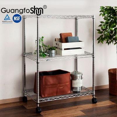 新款三层90cm高厨房多层落地卧室杂物行李箱微波炉置物架带轮