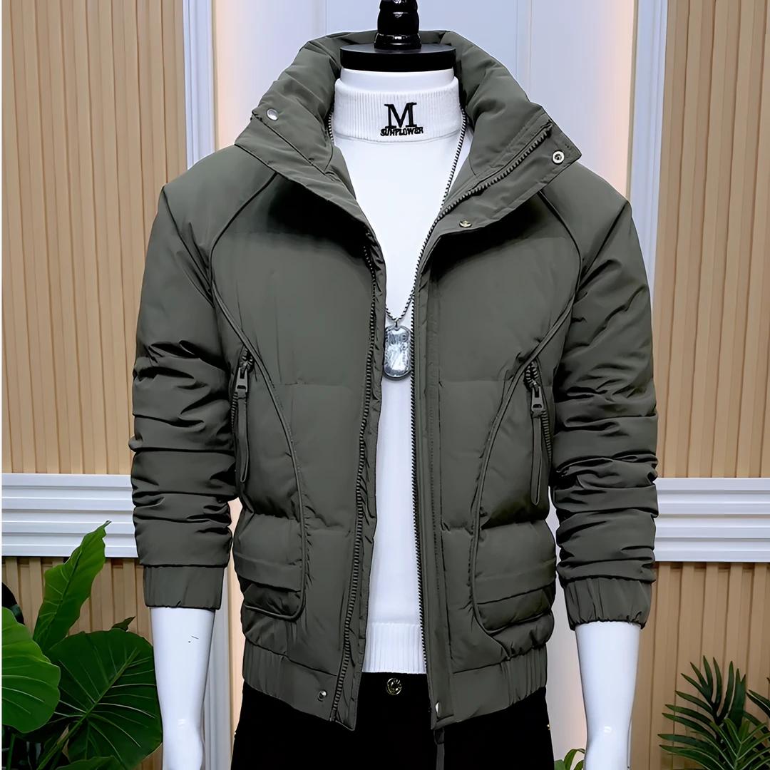 加厚冬季短款棉服时尚潮男休闲保暖外套修身痞帅立领纯色青年棉袄