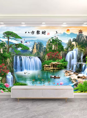 山水风景画客厅自粘装饰画