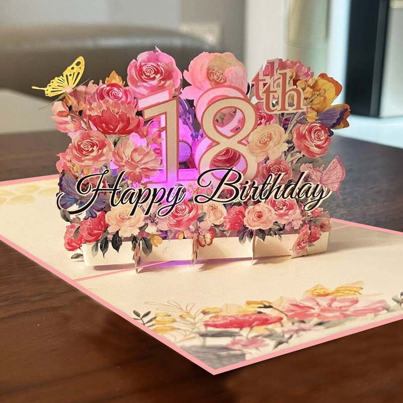 包邮创意生日贺卡立体3d音乐LED灯手工礼物祝福员工小礼品卡片