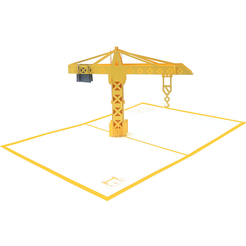 创意儿童节日礼物大吊车纸雕男孩宝宝生日3D立体卡片塔吊贺卡