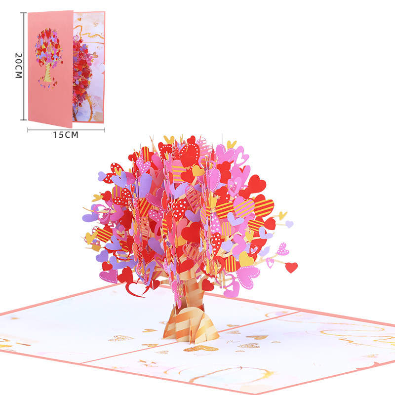 品妮情人节礼物3d立体贺卡纸雕小卡送恋人七夕女友高级感代写祝福