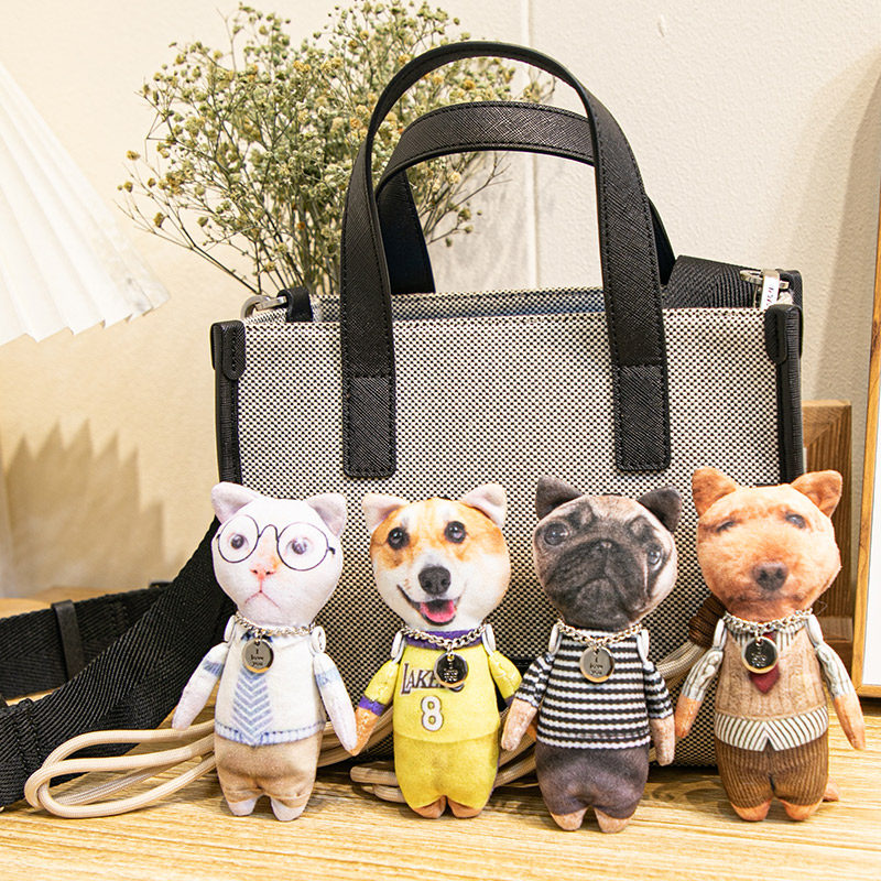 diy来图定做定制猫咪狗狗图案钥匙扣印真人照片创意包包挂饰挂件