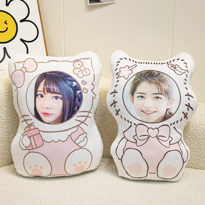diy定制抱枕靠垫公仔人形玩偶男女朋友真人照片人脸娃娃生日礼物