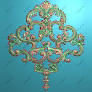 精雕图菱形欧式卷草杨花木门护墙板木饰面贴花雕刻图F2方形洋花