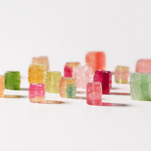 国潮玻璃体西瓜碧玺回纹方糖雕刻裸石女diy隔珠手链项链腰珠耳环