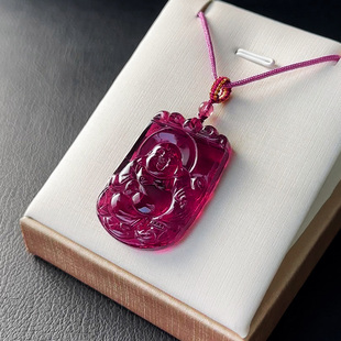 和嘉裕天然卢比来碧玺佛吊坠玻璃体收藏级雕刻项链国潮风福在眼前