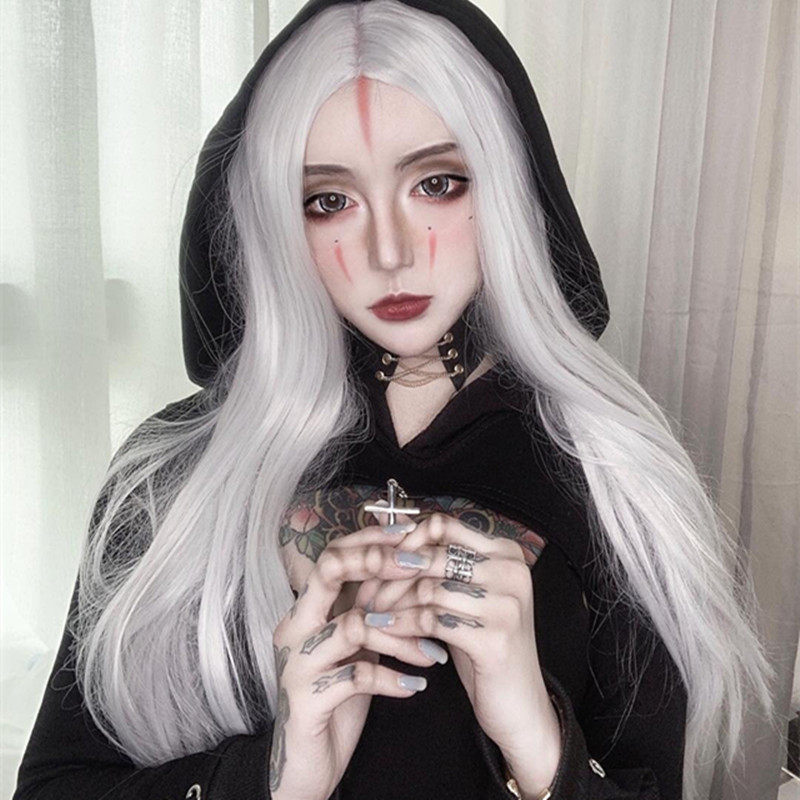 Silver white and waist cos Wig men and women Long straight hair Middle score ancient costume Punk Net Red Street beat Makeup Jamalin the Hair Care/Wig , Wig , Whole wig  category - from Buy2taobao.com to provide professional Taobao agent buy service