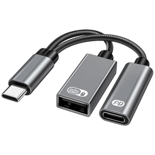 type c二合一充电OTG转接头同时外接USB接口转换器U盘鼠标键盘声卡连接手机0tg适用华为荣耀OPPO三星iPad平板
