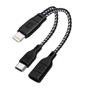 适用苹果手机边充电边直播OTG无线麦克风声卡领夹式收音麦一分二双母口Typec插头转换器二合一转接音频线罗德