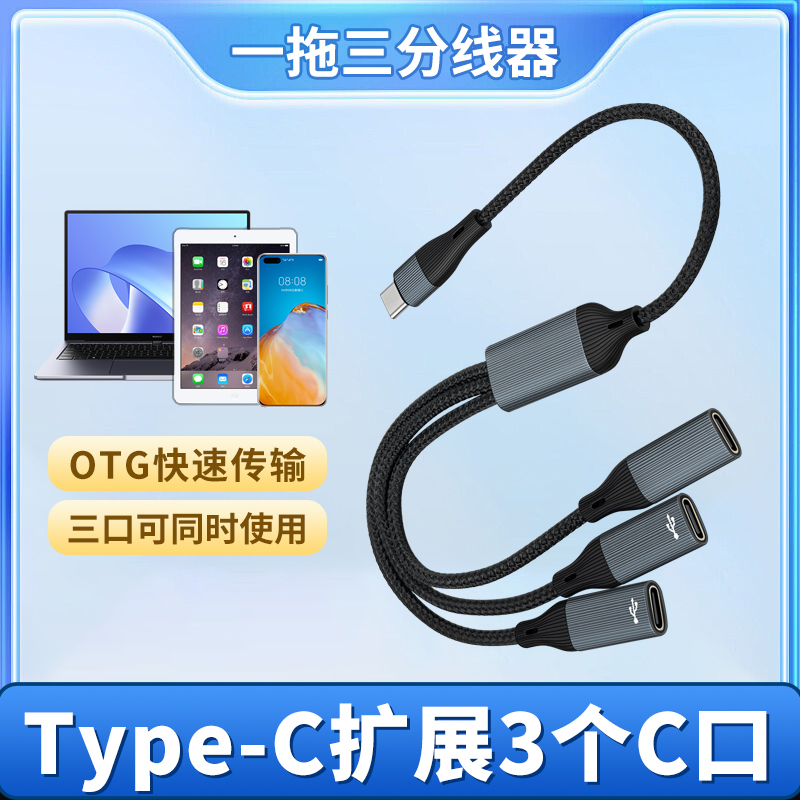 Type-C一分二C口双母座HUB转换器