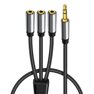 一公3.5mm转接头三母多口一拖三耳机分线器音频线扩展器输出一分二公转母电脑母座插头AUX笔记本音箱音响手机