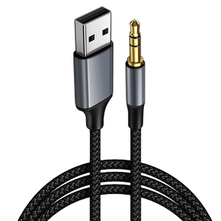 USB转3.5mm圆头AUX音频线3.5改接口转换插头公对公电脑音响蓝牙音箱电视转接头连接线头戴式耳机OTG手机安卓+