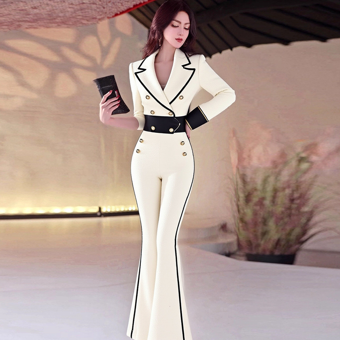 小香风双排扣白色连体裤女2025冬季新款收腰高级感通勤气质连身裤,女装/女士精品,连体衣/裤,淘宝优惠券,粉丝福利购,淘宝优惠卷
