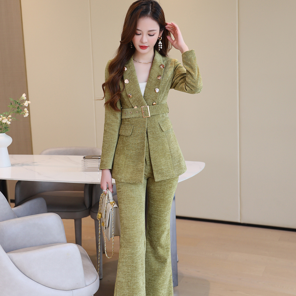 高级感绒面职业装西装套装女冬装新款气质外套微喇叭裤时尚两件套,女装/女士精品,时尚套装,淘宝优惠券,粉丝福利购,淘宝优惠卷