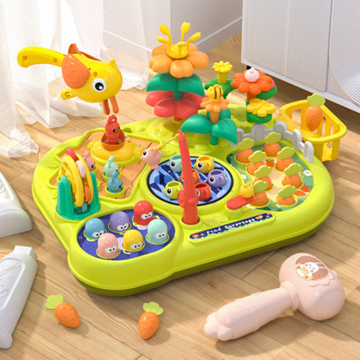 啄木鸟钓鱼玩具儿童1一3岁2宝宝4生日周岁礼物捉虫早教益智游戏桌