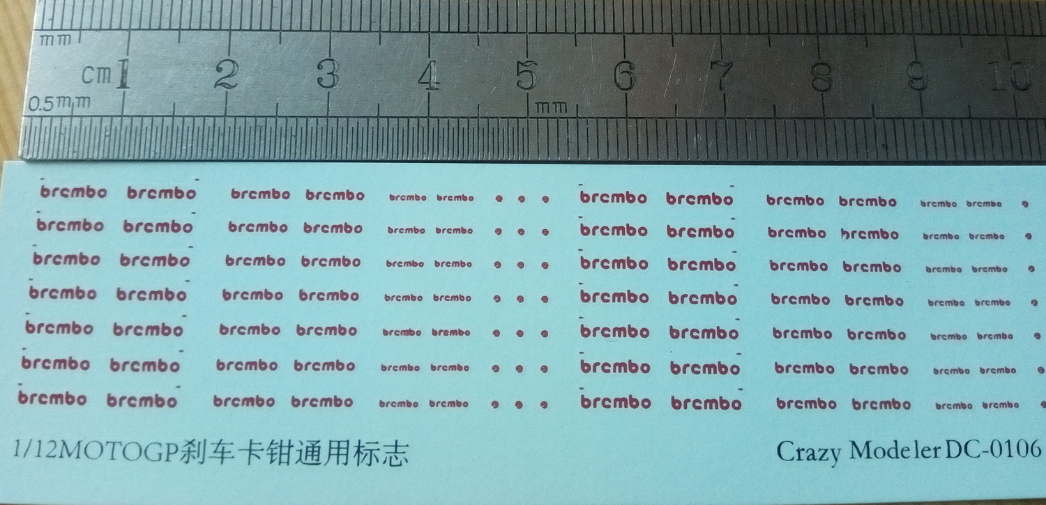 DC0106 1/12 刹车卡钳通用标志 摩托车模型水贴纸