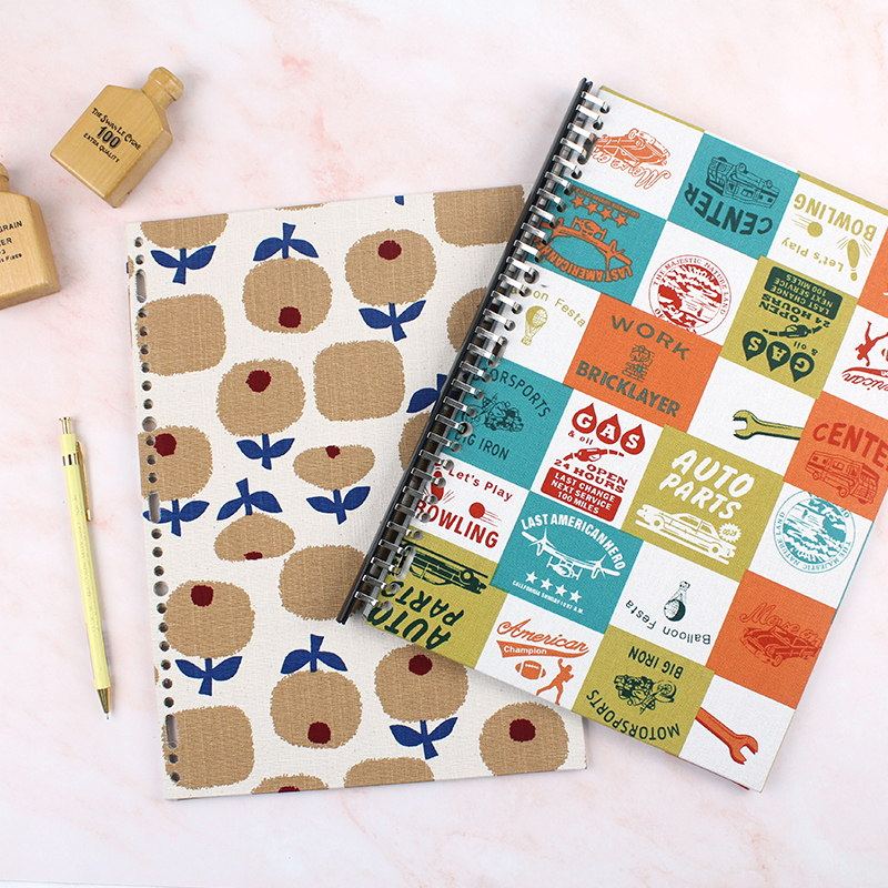 台湾珠友B6创意布面活页封面板A5布艺手帐封皮面板硬外壳B5活页本封套DIY活页夹配件可拆卸A4封面收纳活页纸