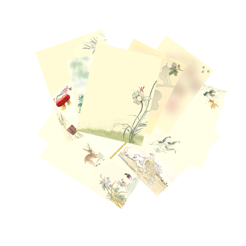 精美漂亮信笺彩纸边框古诗古风带图案a4纸彩色打印纸可书写诗歌诗