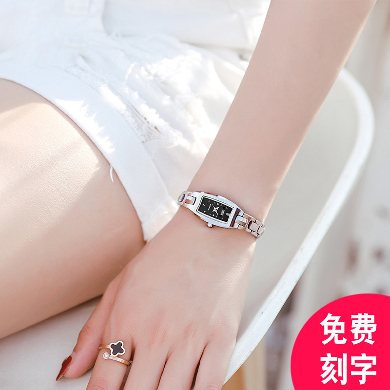 瑞士新款手表女机械表女士时尚潮流防水正品方形钨钢女式手链女表