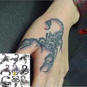 防水纹身贴纸 刺青 逼真纹身贴3D蝎子 胸背手部脚裸花臂仿真男女款