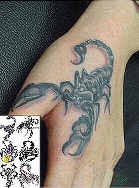 逼真纹身贴3D蝎子 胸背手部脚裸花臂仿真男女款刺青 防水纹身贴纸