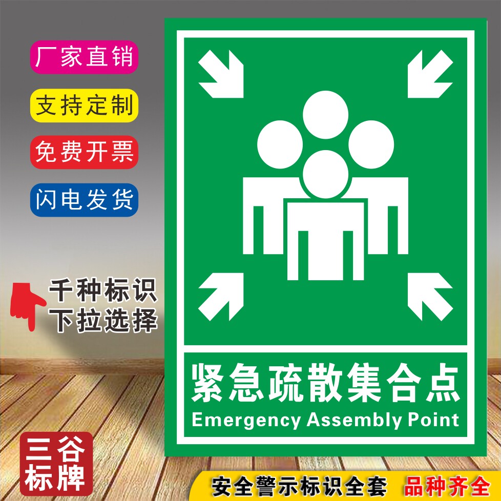 d25紧急疏散集合点集合处集合所避难场所逃生安全指示提示标志牌标识