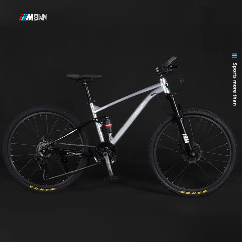宝马架型山地自行车双碟刹双减震成人男女代步越野车变速学生跑车