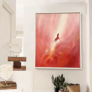 红色骏马现代简约客厅大气装饰画大幅高级感餐厅卧室床头壁挂画