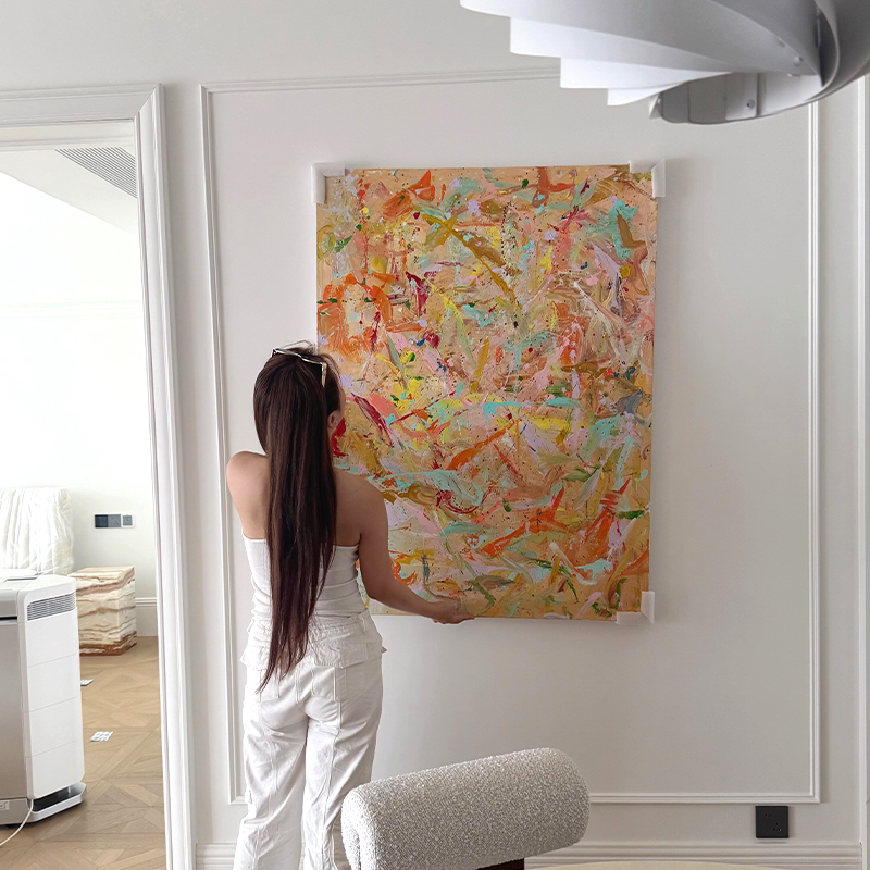 奶油风抽象客厅玄关装饰画卧室小众艺术壁画沙发背景墙电表箱挂画