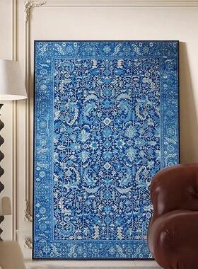 新中式蓝色花卉图腾创意客厅装饰画现代简约沙发背景墙玄关挂画