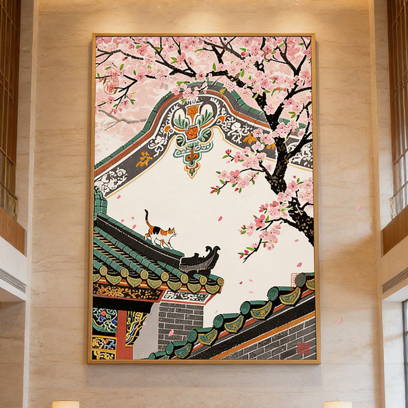 《惊蛰》中式系客餐厅装饰画高级感酒店大堂挂画风景玄关壁画
