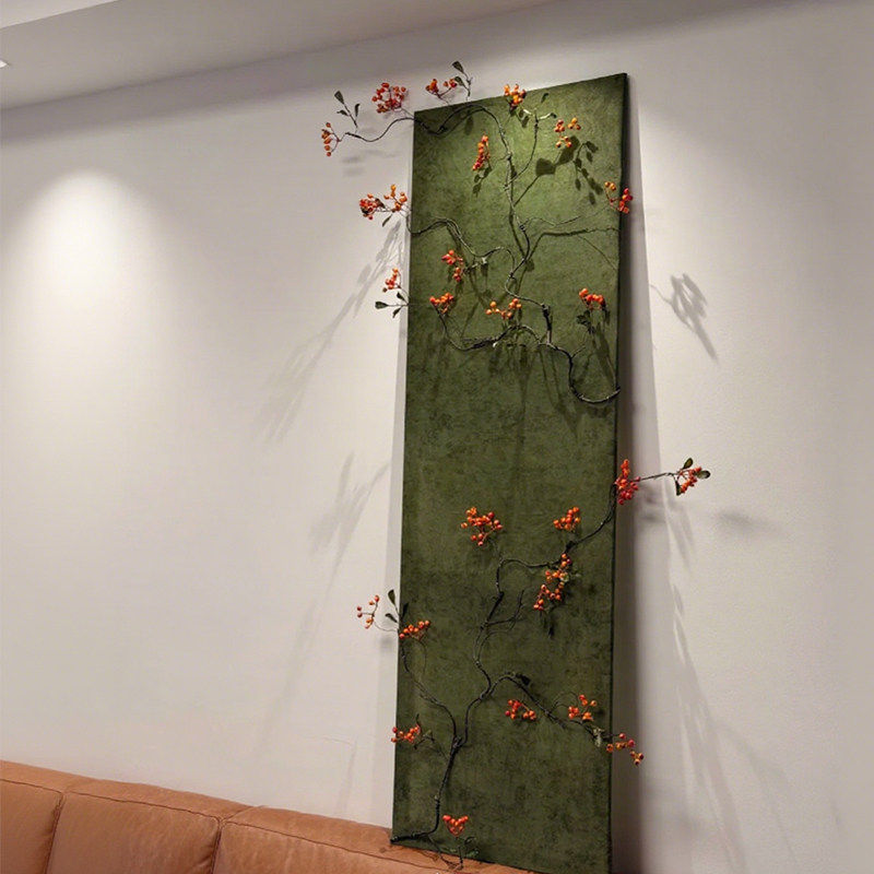 新中式玄关客厅装饰画中古风高级感走廊尽头沙发背景墙壁绿色挂画
